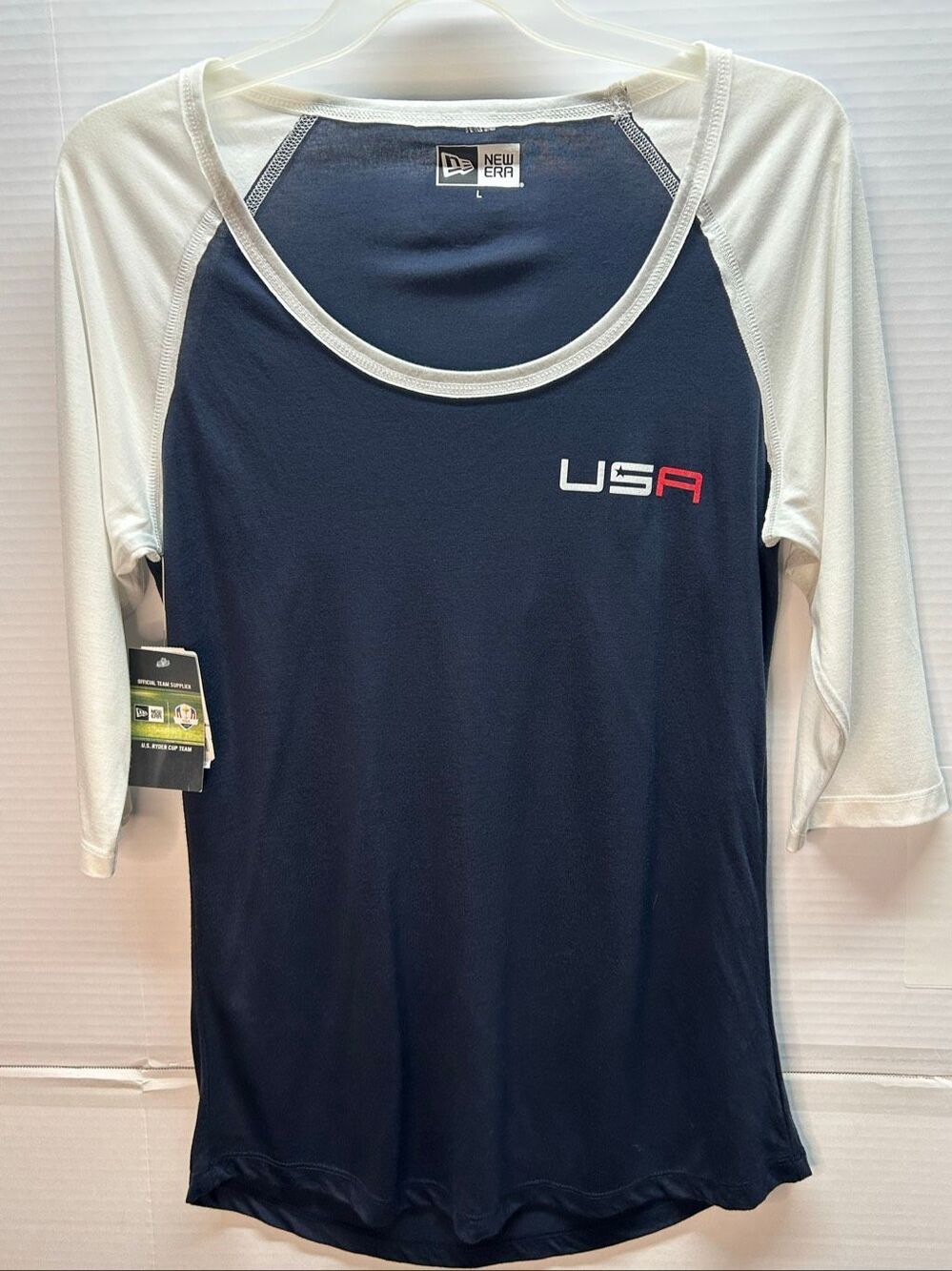 New Era 2020 Ryder Cup Team USA Raglan 3/4 Sleeve Golf Tee Navy L NWT